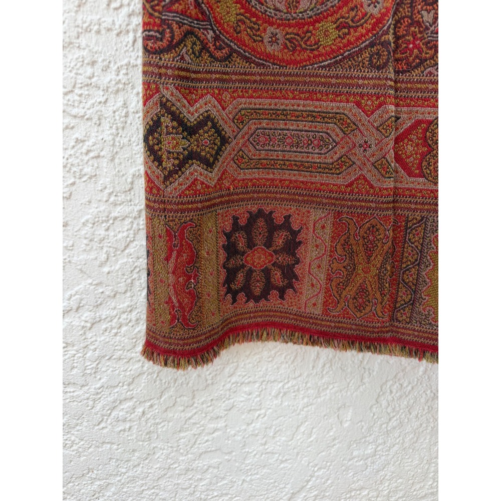 Vintage Ralph Lauren Wool Silk Paisley Tapestry Duster Coat Red Made in Italy - Picture 5 of 12